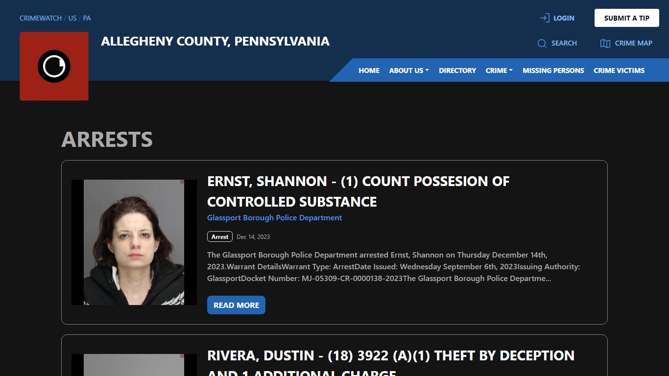 Arrests for Allegheny County, Pennsylvania | CRIMEWATCH