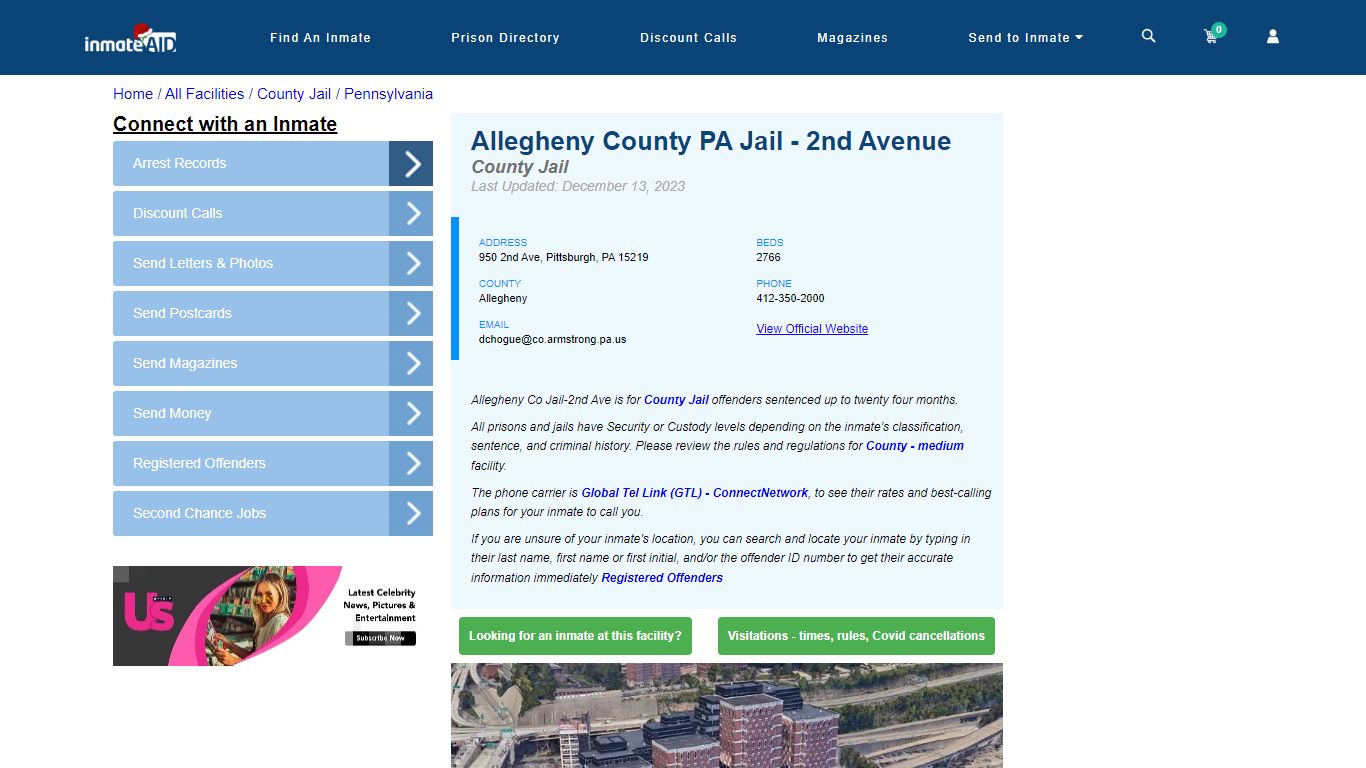 Allegheny County PA Jail - 2nd Avenue - Inmate Locator - Pittsburgh, PA